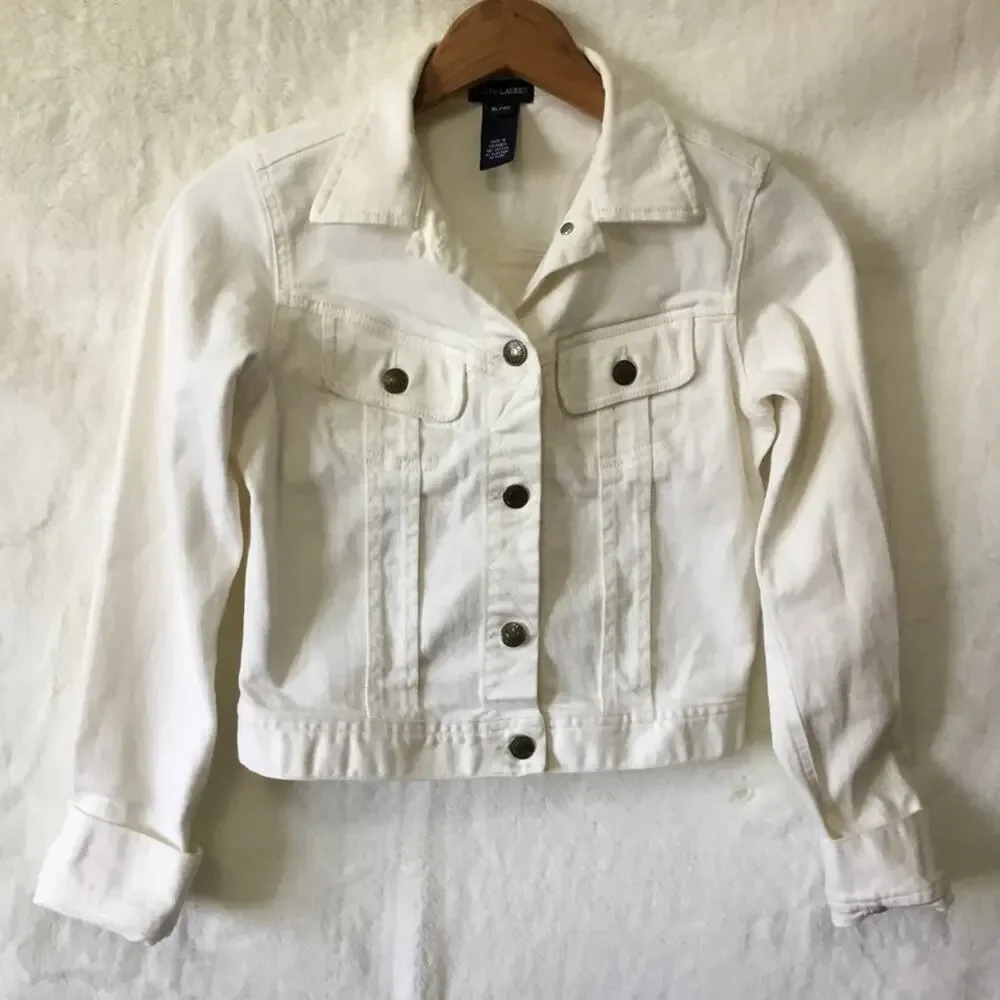 Ralph Lauren Girl White Cropped Denim Jacket
